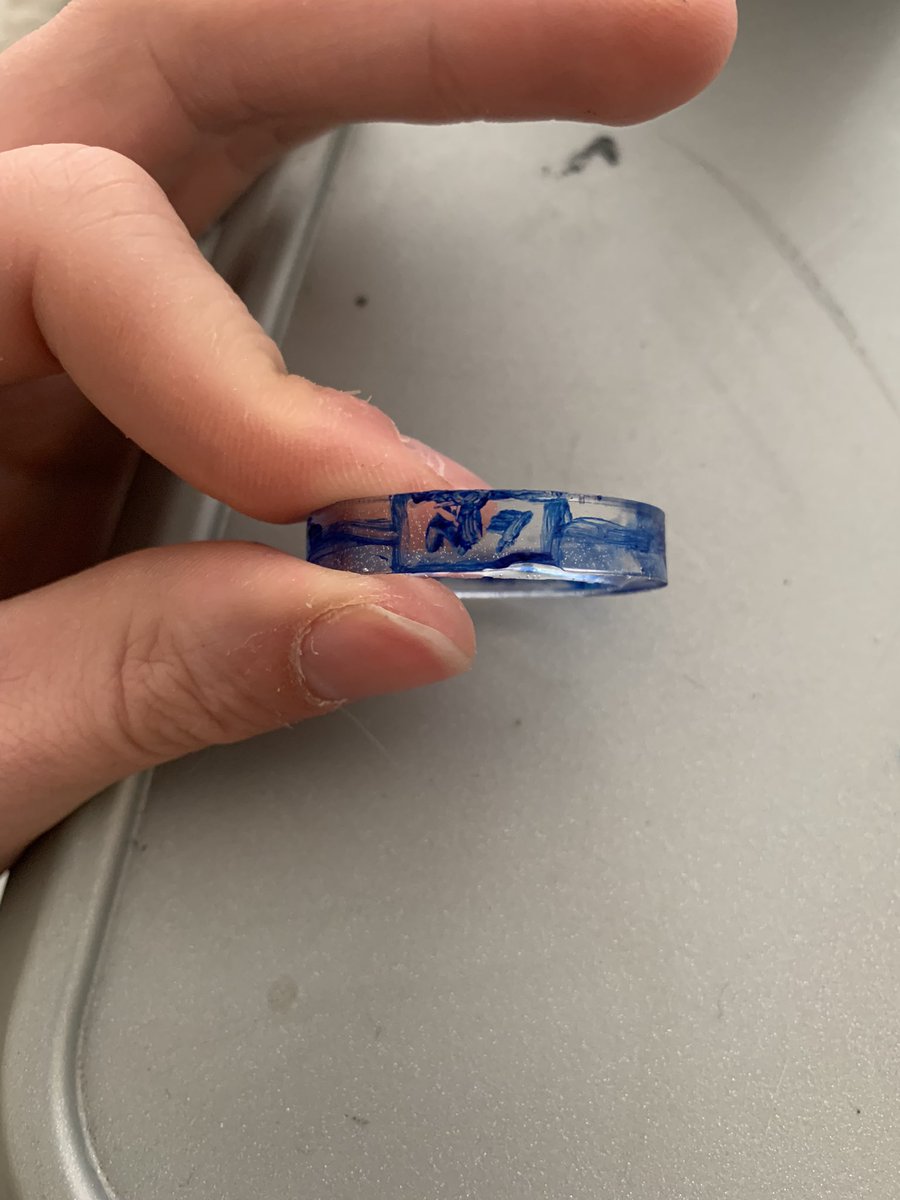 AutisticArtist4's tweet photo. Practiced painting on the rings for an order

#pendant #N7 #resin #blue #red #white #paint #resinpendant #art #artist #resinart #resinartist #painter #autisticartist https://t.co/zLLgCydSIw