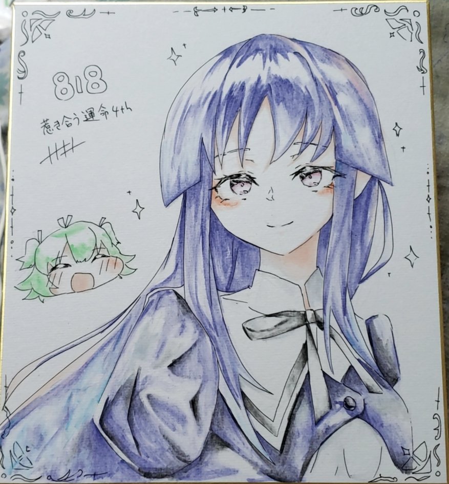 今日の色紙です!リリィ09、ぶりざーどのすさんの机をお借りしてるのでそこにいます!色塗りけっこう大変だったので各¥2000 でお願いします🙇‍♀️ 