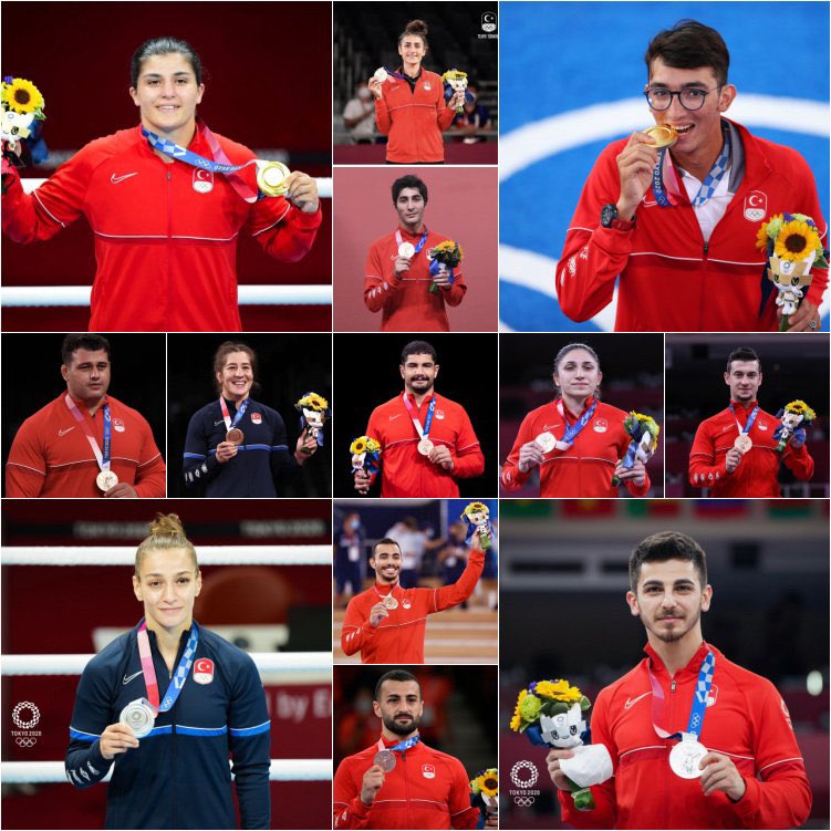 #Tokyo2020  Gurur Tablomuz🇹🇷💪

🥇🏹Mete Gazoz
🥇🥊Busenaz Sürmeneli
🥈🥊Buse Naz Çakıroğlu
🥈🥋Eray Şamdan
🥉🤸🏻‍♂️Ferhat Arıcan
🥉🥋Hakan Reçber
🥉🥋Hatice Kübra İlgün
🥉🤼‍♂️Rıza Kayaalp
🥉🤼‍♀️Yasemin Adar
🥉🤼‍♂️Taha Akgül
🥉🥋Ali Sofuoğlu
🥉🥋Merve Çoban
🥉🥋Uğur Aktaş

Tebrikler.👏👏👏