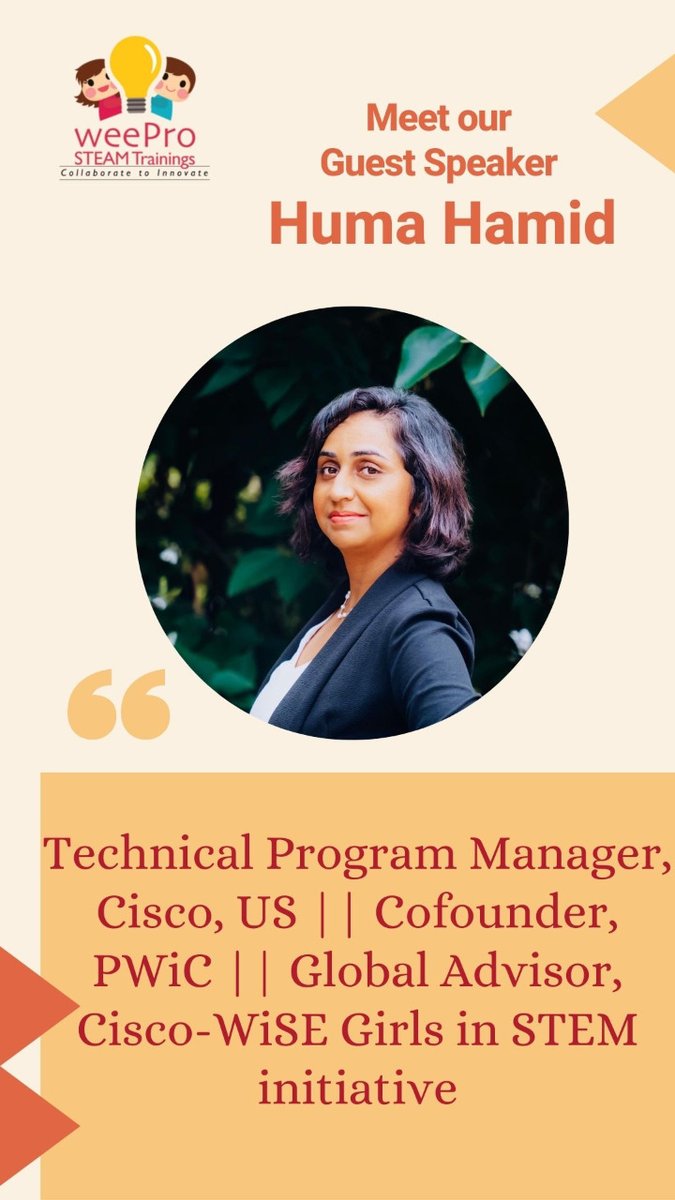 coding_weepro's tweet photo. @hamid_huma is a tech-maker with a passion for building digital products and communities, working for 15+ years in tech. Huma is the co-founder of @pwic (Pakistani Women in Computing). She is the Global Advisor to Cisco-WiSE Girls in STEM initiative. #GirlsWhoCode #girslinstem https://t.co/TlWezYovjp