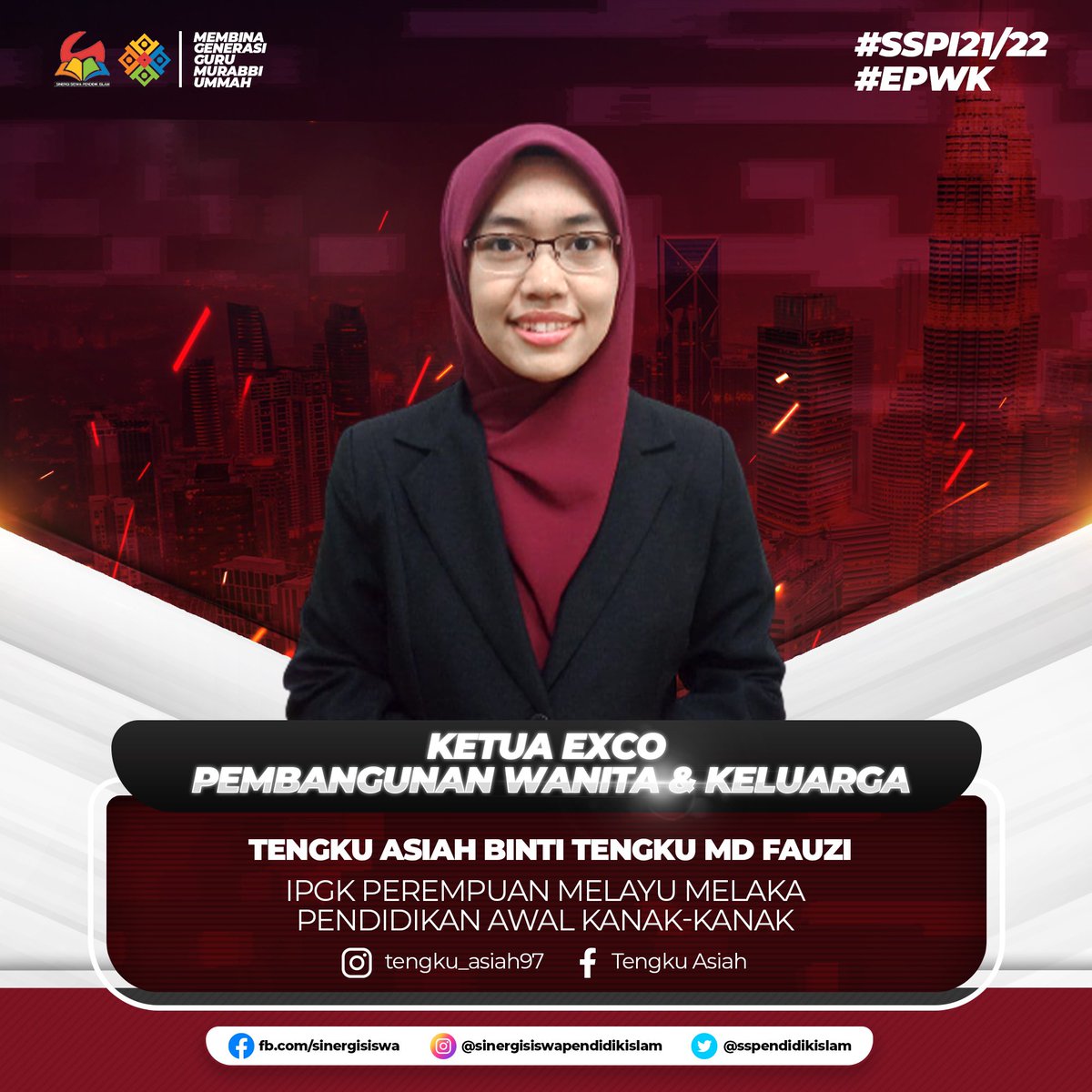 sspendidikislam's tweet photo. [ KETUA EXCO PEMBANGUNAN WANITA DAN KELUARGA ] 

Memperkenalkan Tengku Asiah binti Tengku Md Fauzi sebagai Ketua Exco Pembangunan Wanita dan Keluarga (SSPI) Sesi 21/22 🤝

'MEMBINA GENERASI GURU MURABBI UMMAH' 

#SSPI 
#EPWK https://t.co/0b5pfcVyzQ