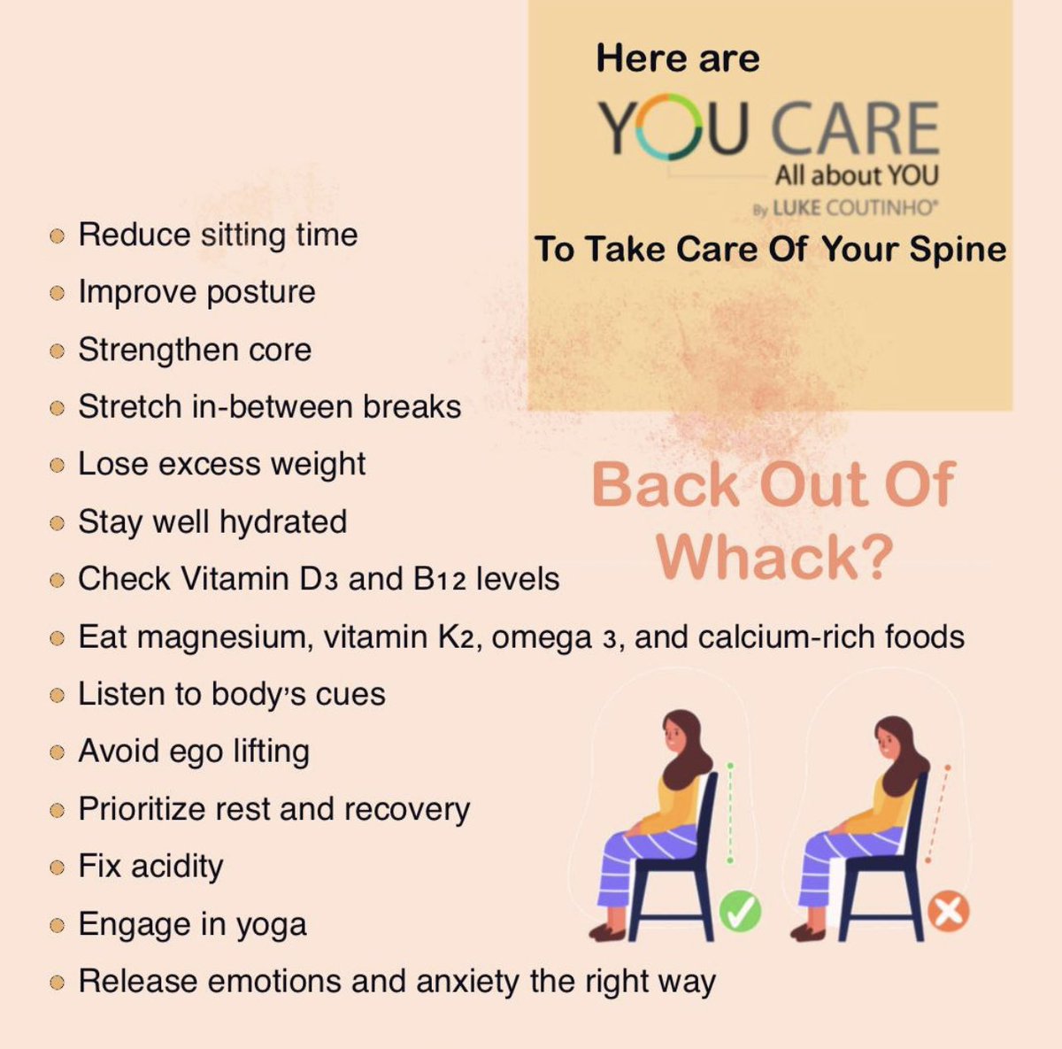 LukeCoutinho17's tweet photo. Back and neck issues? Here are some tips to help you counter them &amp; improve your spine health!

#HealYourself #backache #pain #lifestyle #youcare #wellness #fit #fitness #posture #nutrition https://t.co/fTn34Fl2VK