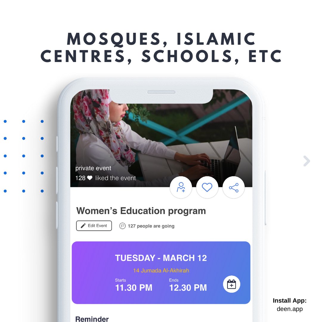collabdeen's tweet image. Happy to announce, one of the most used 'Intelligent RSVP feature' on @CollabDeen has a new App update with 'Kids friendly Event', ready for use. 

📆 Community Events average/year:
  🎟️ - Events created: 220
  ✅ - RSVPed: 12,900

#collabdeen #mosqueevents #muslimapp #masjidapp