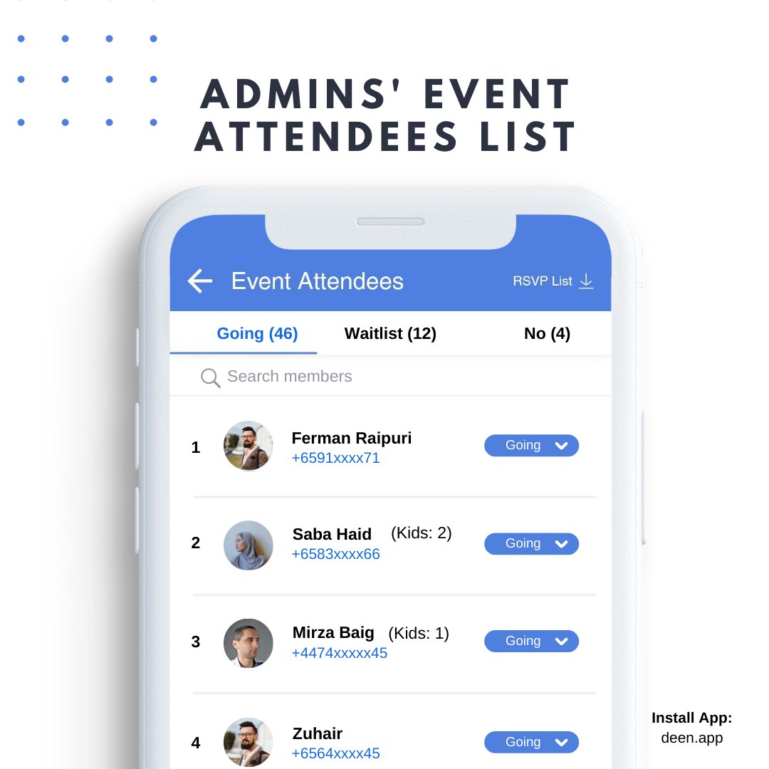 collabdeen's tweet image. Happy to announce, one of the most used 'Intelligent RSVP feature' on @CollabDeen has a new App update with 'Kids friendly Event', ready for use. 

📆 Community Events average/year:
  🎟️ - Events created: 220
  ✅ - RSVPed: 12,900

#collabdeen #mosqueevents #muslimapp #masjidapp