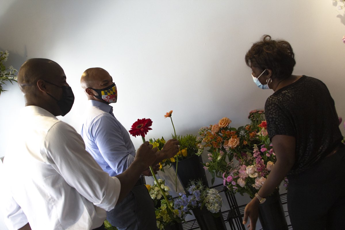 iamwesmoore's tweet photo. This week in North Baltimore meeting with small business owners with @MarkConway4th – from @mstashaflowers, to the @HistoricSenator, to #zenwest – small businesses are the backbone of our communities, and have been through so much over the past year. https://t.co/6HYPfCh6wM