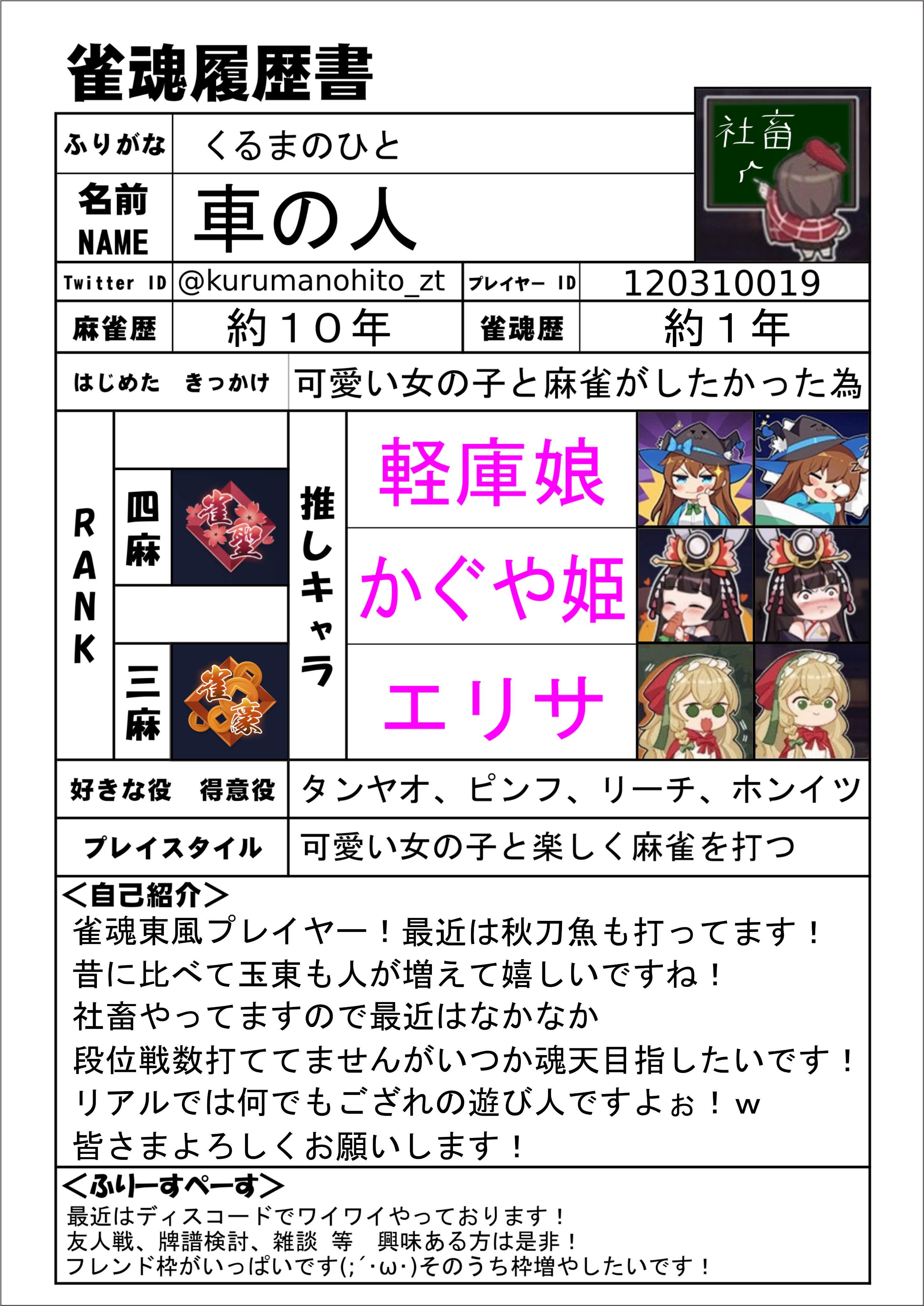 車の人 呑んだくれ雀魂 W Kurumanohito Zt Twitter