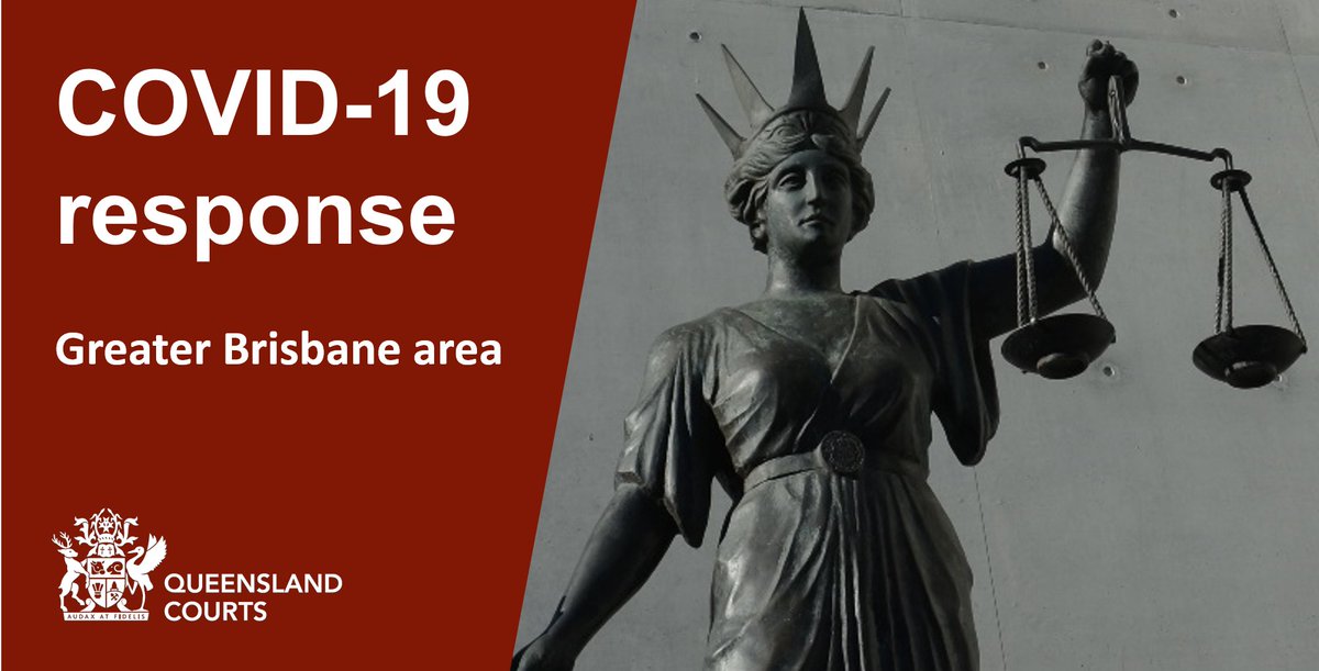 For Magistrates Court matters, courthouses in #GreaterBrisbane will return to normal operations on Mon 9 Aug with mask wearing & physical distancing measures. The only exception is hearings listed for 9 Aug will not proceed. From Tue 10 Aug listed hearings will proceed as normal.