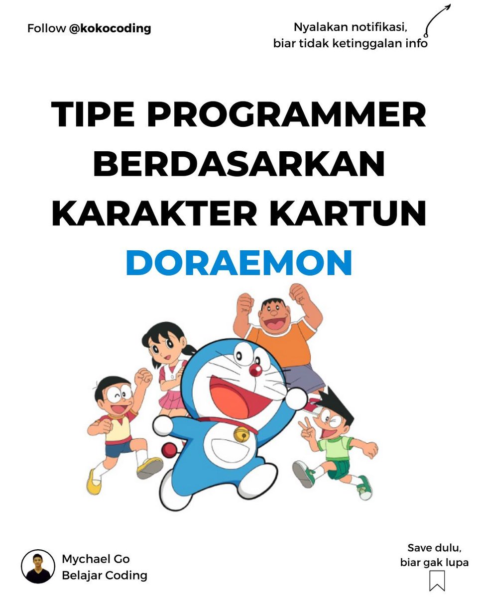 mychaelgo's tweet image. instagram.com/p/CSTCyUuhXug/ 
😸Kamu termasuk yg mana nih ? 
Komen dibawah yuk!
-
➡️Follow kokocoding
➡️Follow kokocoding
➡️Follow kokocoding
-
#makinpahamcoding 
#doraemon #nobita #suneo #doraemoncoding #kartundoraemon
#programmingindonesia #ngoding #belajarngodin