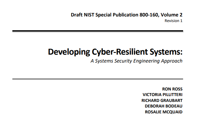 NIST has released a public draft for "Developing Cyber-Resilient System" (800-160 Vol. 2 rev1)

Mapping the 800-53 and Cyber Resilience Controls to ATT&amp;CK Techniques

nvlpubs.nist.gov/nistpubs/Speci…

#cybersecurity #nist #infosec #update #CyberAttack #CISO #security