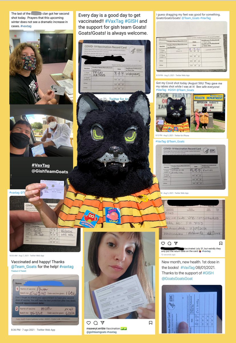 Team Goats!Goats!Goats! persuaded 11 people (10 humans and 1 animal/insect hybrid) to get vaccinated during #GISH week!  Every bit counts.  Please get vaccinated, folks! #Goatsgoatsgoats <a href="/Team_Goats/">Goats!Goats!Goats!</a>
