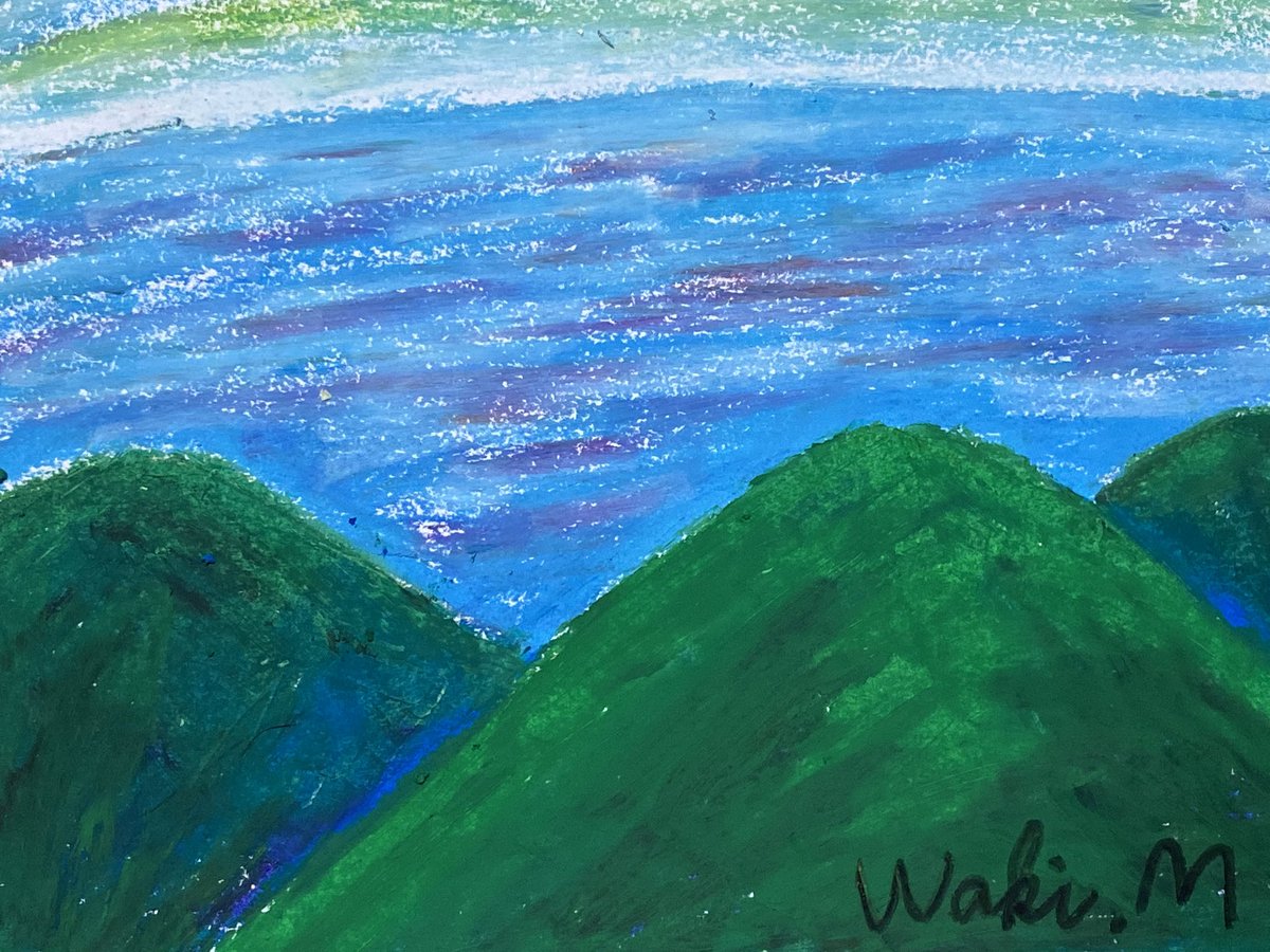 山と海の風景 #絵 #絵画 #ペインティング #アート #アート作品