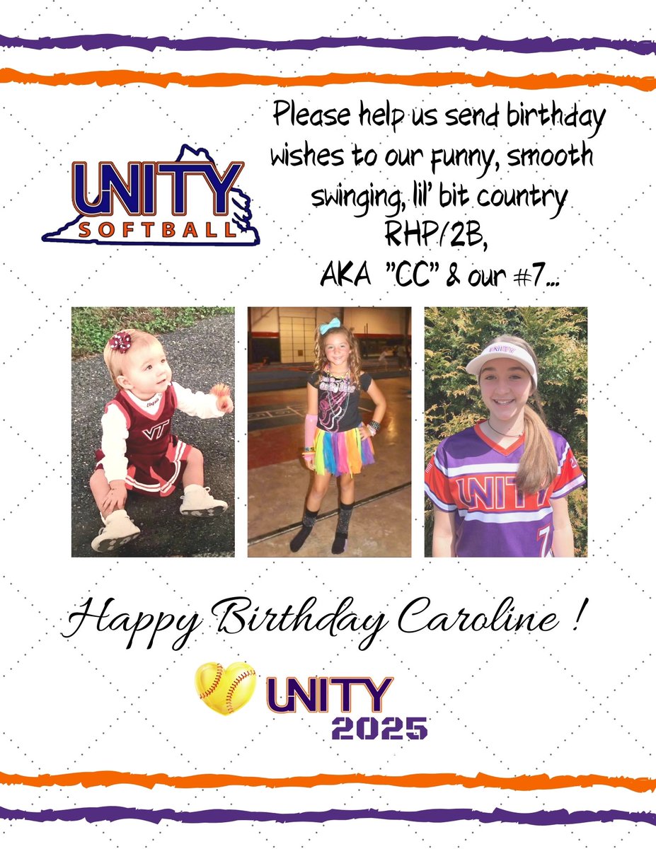 Unity_2025's tweet image. Wishing a very Happy 14th Birthday to #7 @cc_carter07 today!  We hope you have a wonderful day. Happy Birthday CC! 🎂🎉🎂💜🥎🧡