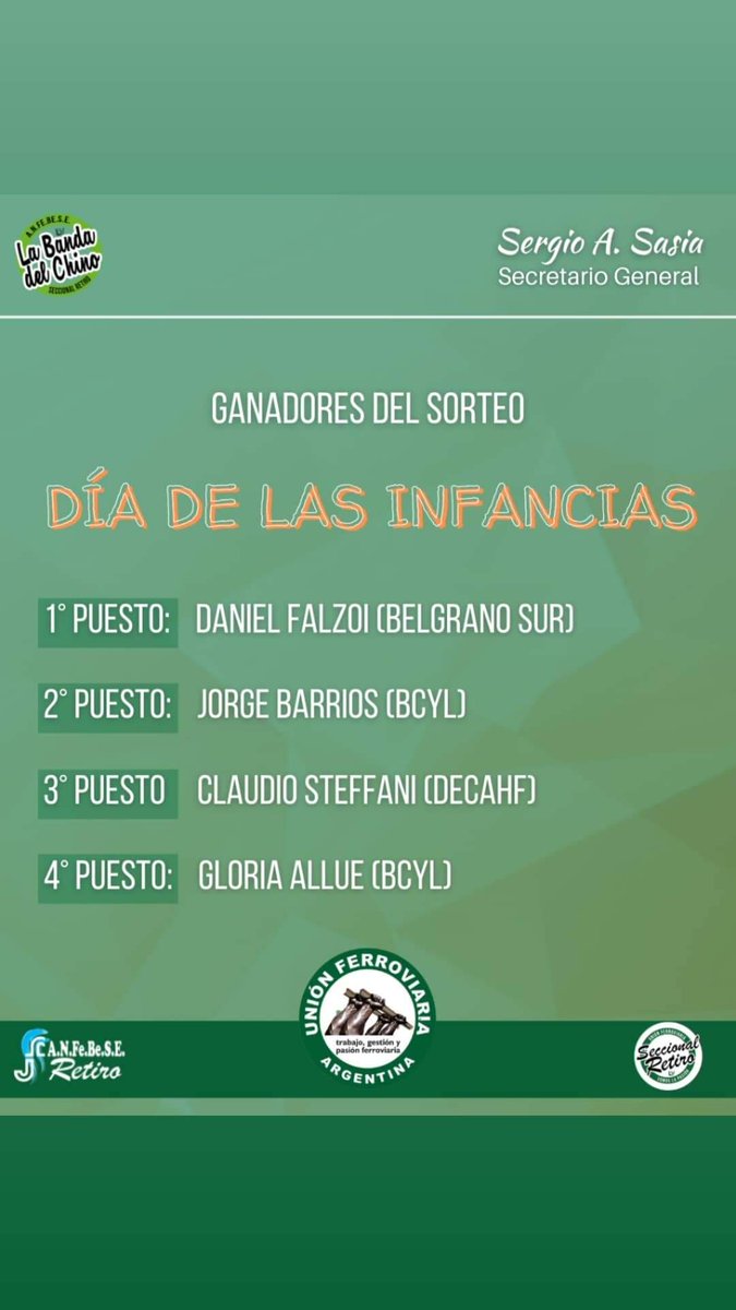 RetiroSeccional's tweet photo. Agradecemos el acompañamiento de todxs para seguir sumando junto a nuestra querida Unión Ferroviaria para festejar el DÍA DE LAS INFANCIAS
#EsConVos
#SeccionalRetiroAvanza
#UniónFerroviaria
@SergioLSasia #conduccion
@sasia_sergio #SecretarioGeneralUF https://t.co/ut1P7b1HIw