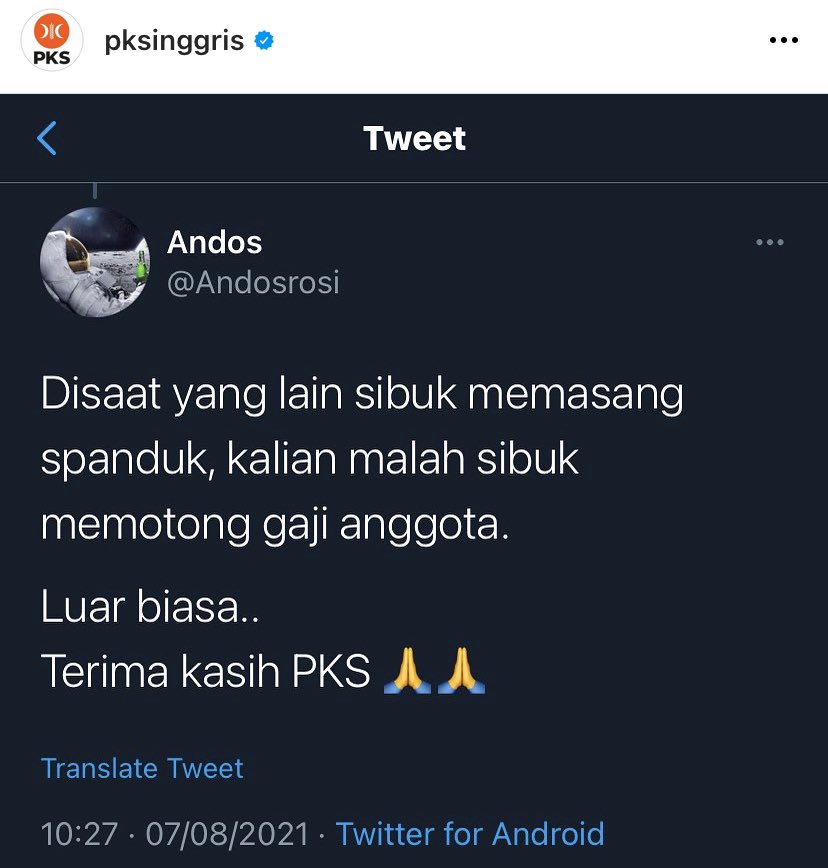 PKSInggris's tweet photo. Aksi, empati dan potong gaji. 

Via @JazuliJuwaini @FPKSDPRRI @PKSejahtera @Andosrosi https://t.co/wZsnWo2U4T