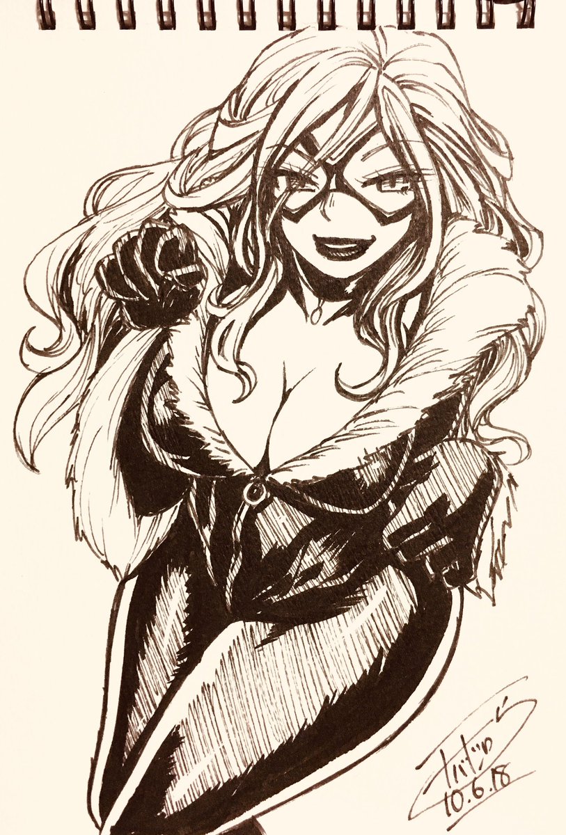 暇見つけてブラックキャットまた描こ 