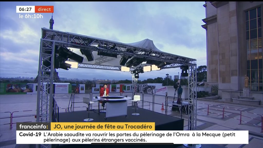 evedx's tweet photo. 🟡Passage de relais entre #Tokyo2020 et #Paris2024 

Édition spéciale du «6h:10h» sur #franceinfo canal 27 présentée par @mcdemazure en direct du Trocadéro et @NfantehM pour les JT
Invités et reportages 

@MartinBaumer et @FloreMarechal depuis Tokyo

#JeuxOlympiques  

@sguillin https://t.co/gYduPnvgnX