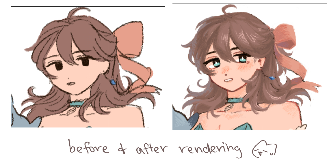 before n after rendering.... not that the image is done tho HAHA....
it's my OC zeno !! 