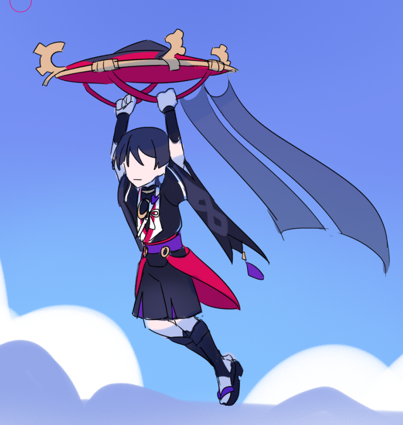 Gummymela's tweet photo. i had this conversation with my sister where he uses a glider like link botw
is that a bird? is that a plane? no its scaramouche https://t.co/QOeGMoZ5CM
