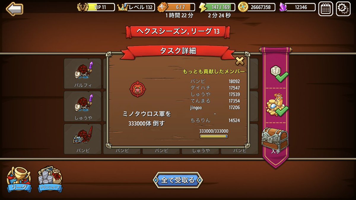 リーグ13のトータルキル。
ランクイン争いがここまで壮絶なのみたのは初めて✨
ちなみに自分は寝落ちして脱落しました😪笑