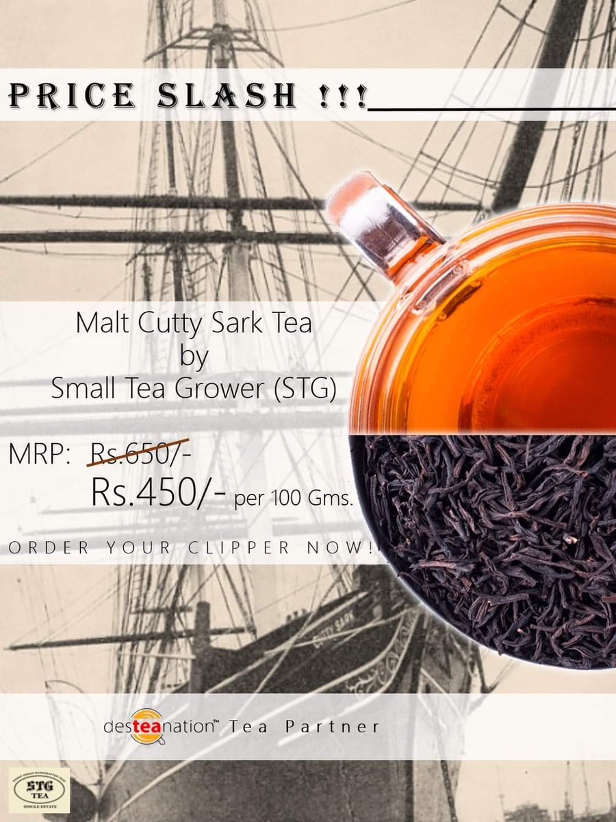 ExclTea's tweet photo. Price Slashed !!!!
All-time favourite Malt Cutty Sark #Tea is now at a more exciting price!
#orthodoxtea #teaconnoisseur #chaitime #blacktea #tealovers #teastories #herbaltea #flavouredtea
#gifting #giftideas #corporategift #giftTea
#openfororder https://t.co/8K0sazy3F2