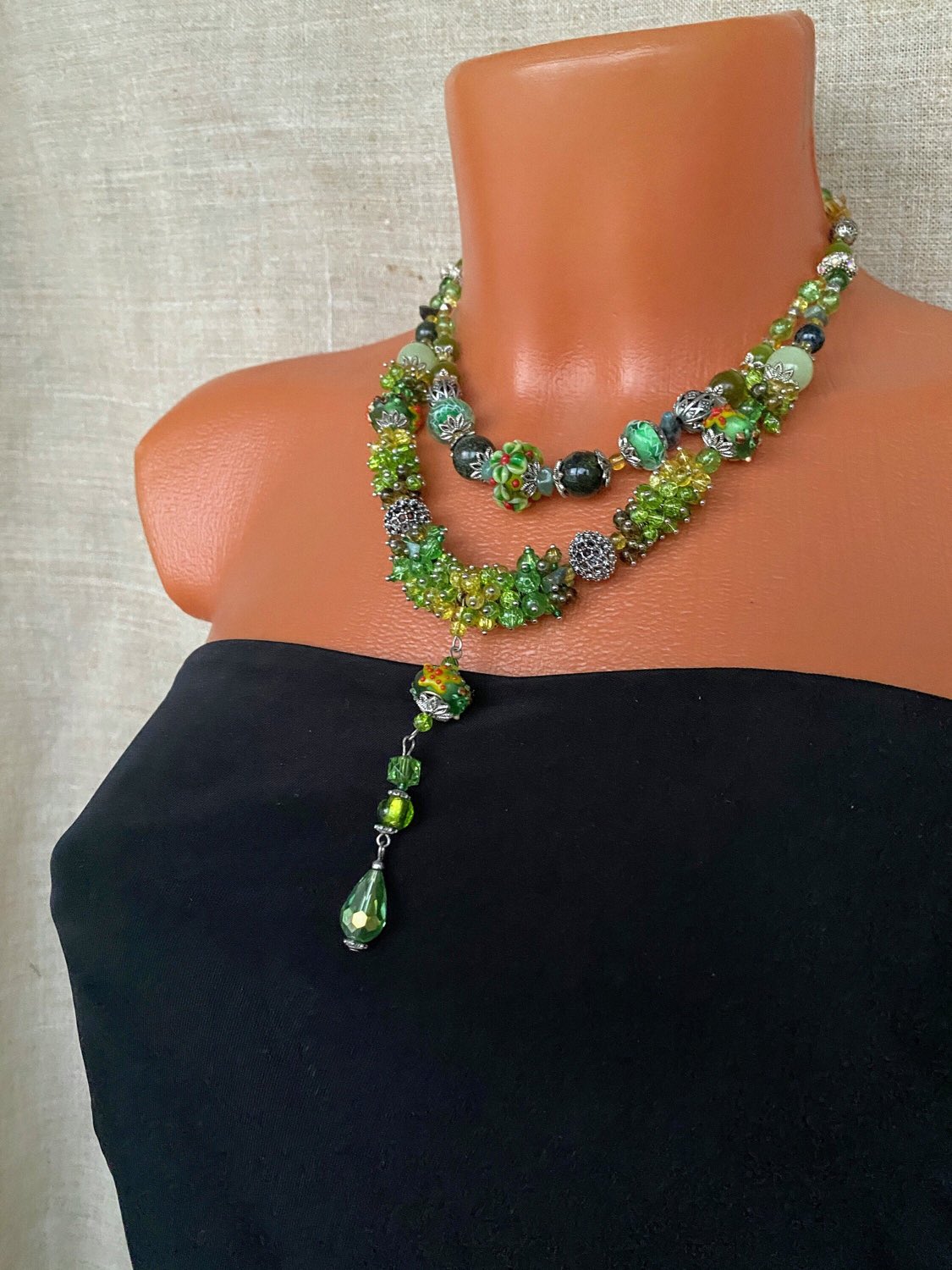 Chunky pendant necklace Multi gemstone pendant necklace Jasper jewelry Handmade gemstone necklace jewelry Boho festival necklace