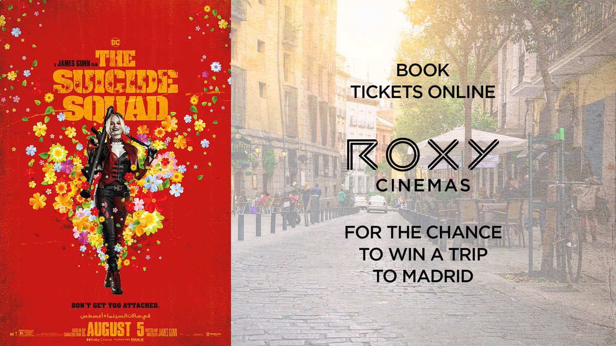 We are giving YOU the chance to win an all-inclusive paid trip to Madrid! 🇪🇸 

Book The Suicide Squad tickets at Roxy Cinemas for a chance to Win! 🎬

Get your tickets today and enter the draw to win a trip of a lifetime! Best of luck! ❤️ 

#TheSuicideSquad #HarleyQuinn