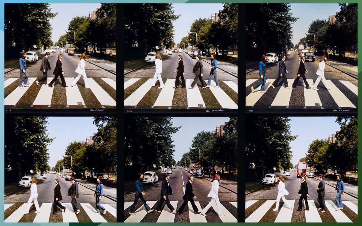 52 years ago today, @TheBeatles gathered at EMI Studios for one of the most iconic photoshoots of their career. A policeman held up the traffic as photographer Iain Macmillan took six shots as the group walked across the zebra crossing just outside the studio.
