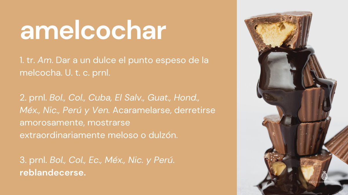 RAEinforma's tweet photo. #PalabraDelDía | amelcochar

La palabra «melcocha», sobre la que está formado el derivado «amelcochar», procede de «miel» y «cocha», femenino de «cocho», que es el participio irregular antiguo de «cocer».

¿Conocen alguna otra palabra formada a partir de este participio? https://t.co/Vn0PBKoZZl