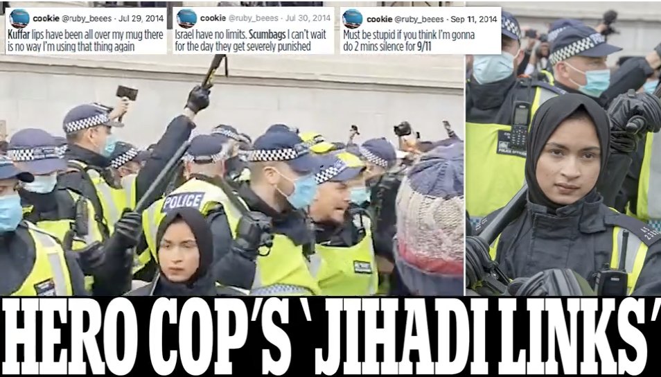 DailyMailUK's tweet photo. Exposed: Muslim policewoman who was hailed as a hero for confronting anti-lockdown protesters posted a torrent of racist messages https://t.co/H3j1B7Shje https://t.co/dFVqdPnvbX