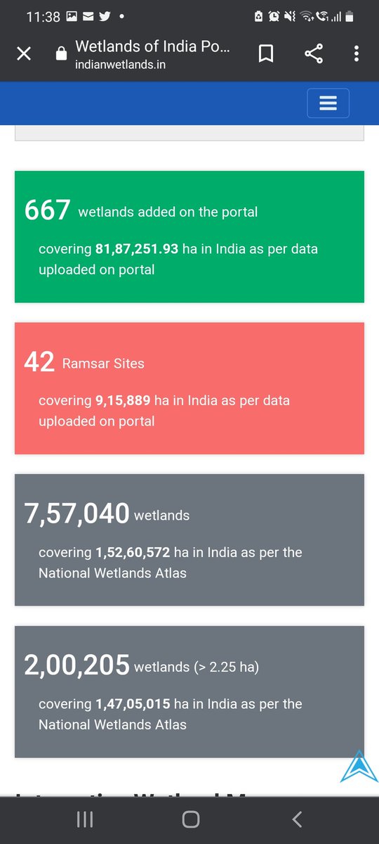 NaviMumbaiWetl1's tweet photo. @AneraoKailash @TheRiseOfDibang @CBA_Raipur @AravalliBachao @SAPACCmhInd @Shon321_ @climate_or @greenpeaceindia @LetIndBreathe @sunnyagro @FoundationMuse @fffguwahati @Youth4Swaraj @savedumna @SaveThano @M4Environment @vanashakti @CCAGofficial @SaveMumbaifore1 @FFFIndia @NetworkYugma @saveourcoastMUM @savemollemgoa @byadavbjp @airsouthasia @cleanairasia @CCACoalition @jksmith34 @airqualityindia @Jairam_Ramesh @waqsouthasia @CPCB_OFFICIAL @AapKaGopalRai @CareForAirIndia @moefcc @goacm @DrPramodPSawant @fayedsouza @RandeepHooda @bahardutt @Youth4ClimateIn @YouthOurPlanet @BJP4India @PMOIndia @_YogendraYadav @_SwarajIndia @kapil_agarwal27 Only 667 wetlands added on the portal out of 757040 as per National Wetlands Atlas & 200205 >2.25 hectares. @byadavbjp @PMOIndia
@narendramodi
#notifyIndianwetlands #Notifywetlands #environmentToDolist https://t.co/cqbVpyfQk3