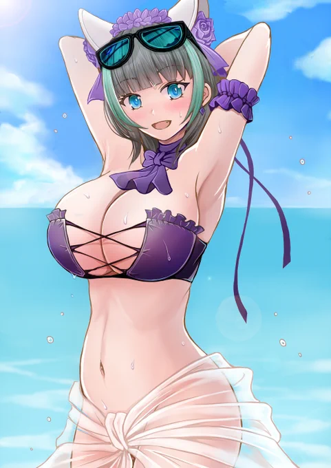 水着チェシャーかきました。
#アズールレーン 