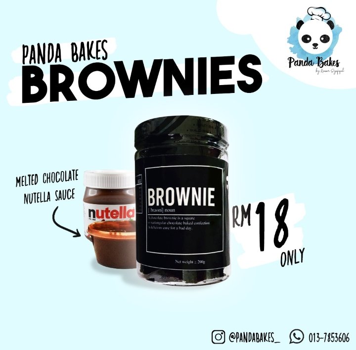 kholaff's tweet photo. Hi saya ada jual Brownies dlm jar, ready to eat, senang untuk di simpan,  atau nak bagi souvenir untuk family dan kawan-kawan pun boleh.

Net wt: 200g
Topping 👇
🍫 Chocolate nutella - RM18
🍪 Lotus Biscoff  - RM21

💯 Homemade 
✅ Postage available 

https://t.co/E3qriU3rkp https://t.co/yRX9HmYbSn