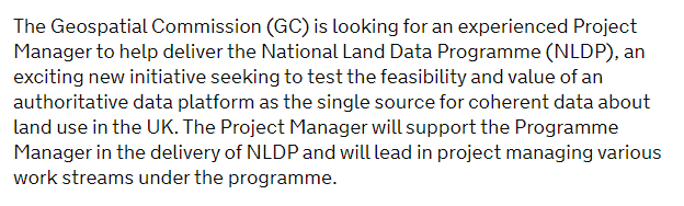 owenboswarva's tweet photo. Job – Project Manager in Bristol or Manchester to help deliver the #GeospatialCommission's National Land Data Programme (NLDP) https://t.co/dZ0mZoX5Zo #landdata #landuse #geospatial https://t.co/DSTaDTBoUi