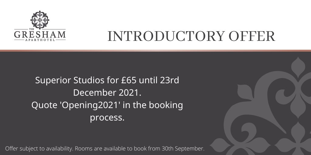 Have you seen the special offer for our aparthotel? It's the perfect excuse to book a weekend city break to Leicester! There's so much fun to be had in the city!
Book now: thegreshamaparthotel.com