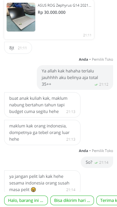 PHN316's tweet photo. Semua kelakuan standar netijen indon kalo nego, DALAM 1 BUYER:

- Nego gapake "halo" dulu + langsung angka + DIATAS 50%
- Kalo gadikasih, pake kartu "aku miskin, kasihani aku"
- Masi gadikasih, pake kartu "indonesia negara inferior"
- Ttep gadikasih, pake kartu "ah pelit" https://t.co/p7jaZheisn