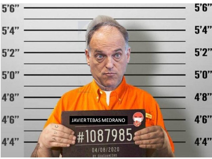 NavazoCosme's tweet photo. El futuro inmediato de Javier Tebas es la cárcel #TebasDimision https://t.co/dpCkGlAb57