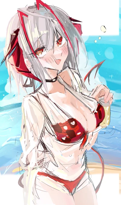 これは40%の確率で挫折60%の確率で清書する水着のWちゃんラフです 