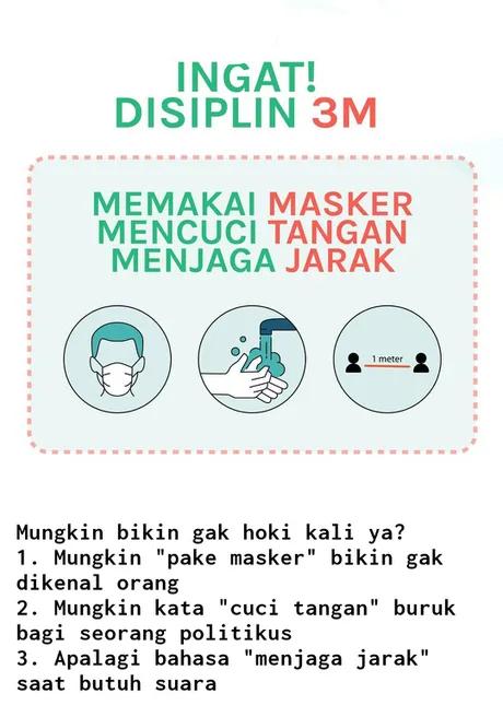 Jarang liat parpol bikin spanduk 3M. Yg mau nyapres juga kok ga nyinggung prokes sama sekali