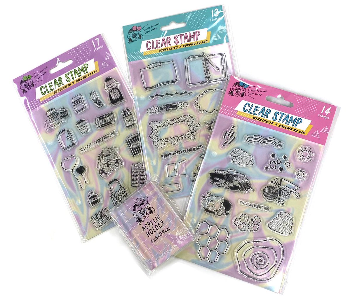 東急ハンズ名古屋店 11f スタンプ用品コーナー こどものかお たけちよコラボ クリアスタンプ が入荷しました 手帳デコ界のカリスマ たけちよさんのオリジナルイラストがクリアスタンプになり 登場 たけちよさんのセンスが光るスタンプを手帳に