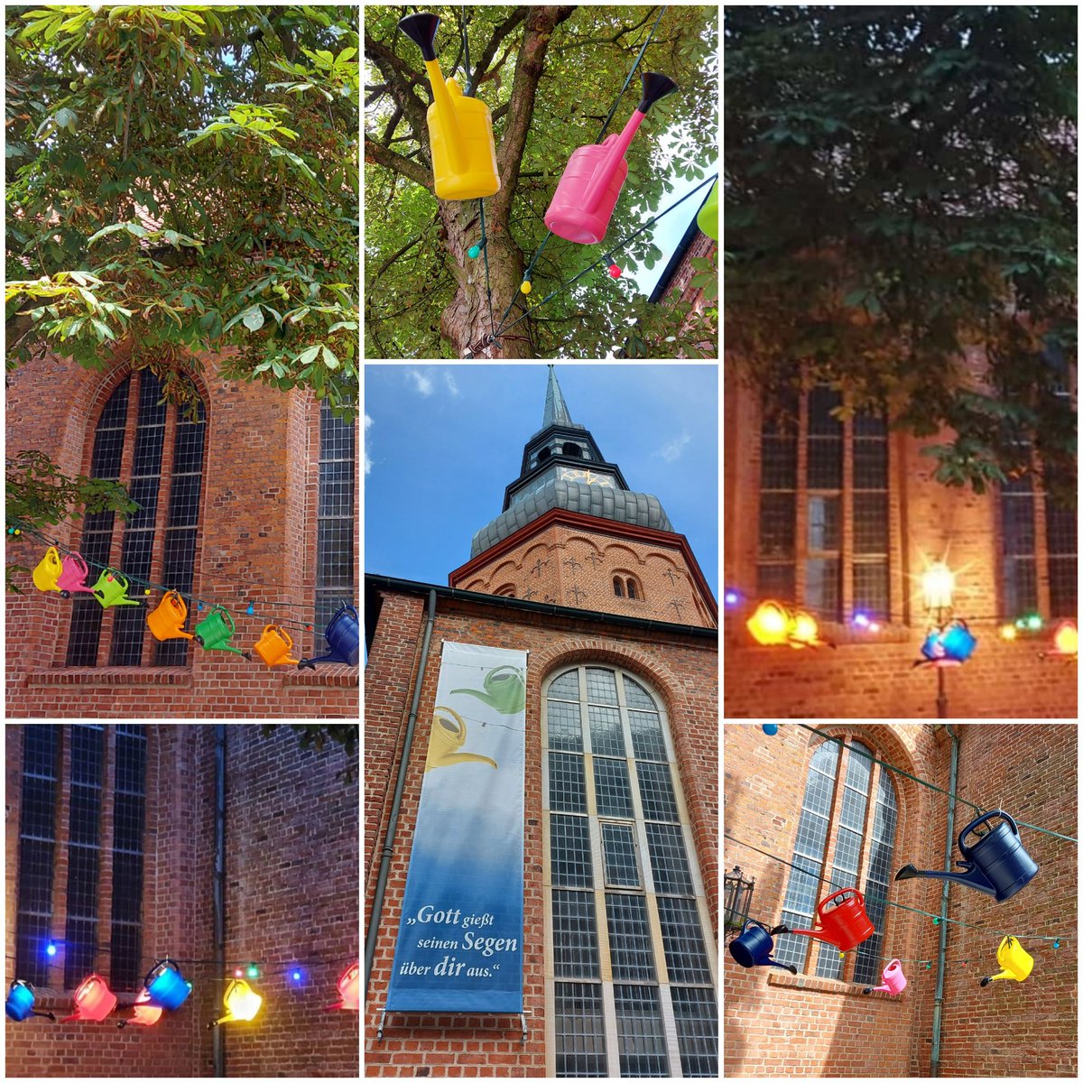 Eine Aktion der #Stadtkirchen an der #Cosmaekirche in #Stade gestern auf der Abendlichen #Stadtführung beleuchtet