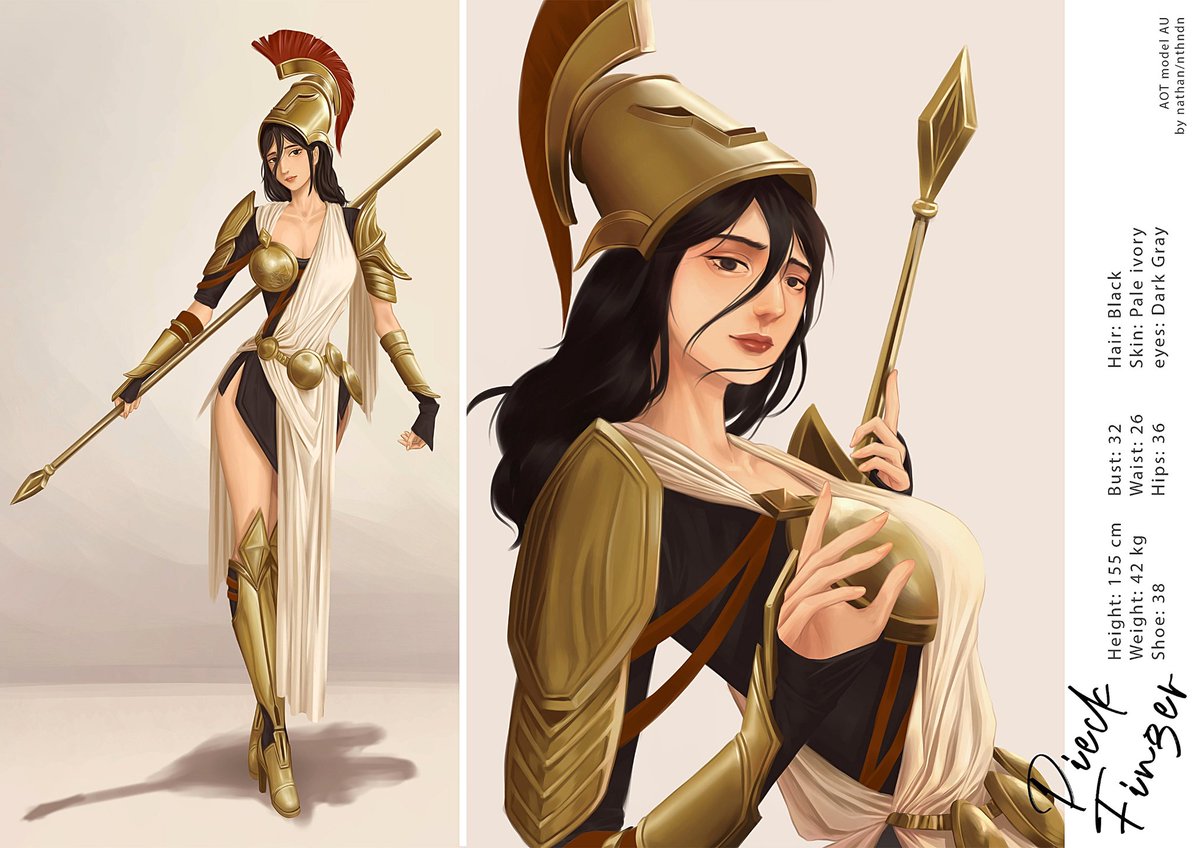 nthndn's tweet photo. Pieck as Athena " Greek Mitology" ⚔️
#colossusproject #AoTModelWeek2021 #pieck
#Collab https://t.co/zLRFqF4mLj