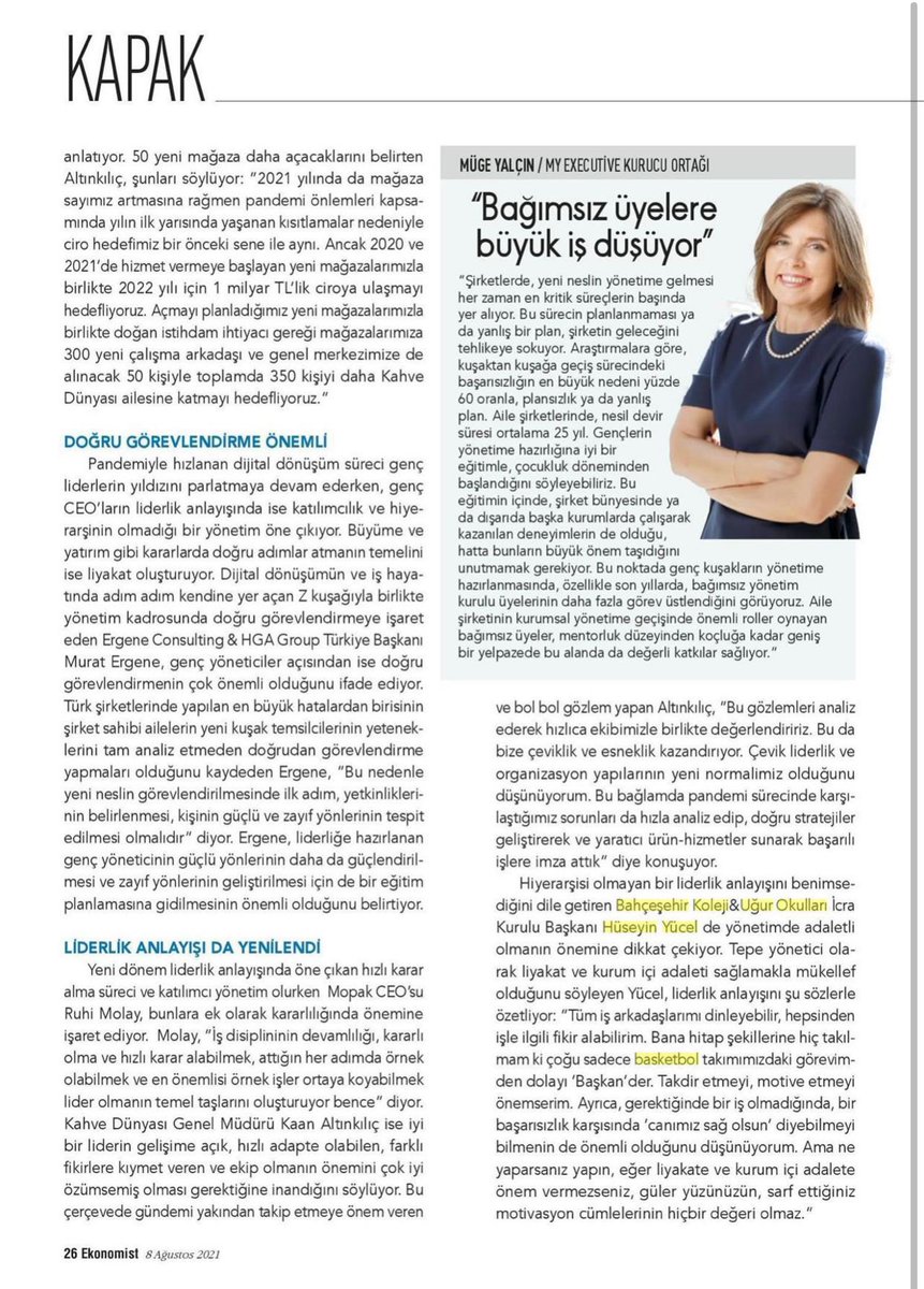 Yönetimde adaletli olmayı her daim önemseyen İcra Kurulu Başkanımız Sn. <a href="/HuseyinYucell/">Hüseyin Yücel</a> Türkiye’nin en güçlü 40 CEO su arasında <a href="/TheEconomist/">The Economist</a> 

<a href="/UgurOkullari/">Uğur Okulları</a> <a href="/bbegumyucel/">Begüm Yücel</a> <a href="/semrayucel/">Semra Yücel</a> <a href="/EnverYucel/">EnverYucel</a>