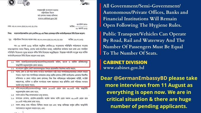 prianto_saha's tweet photo. @GermanEmbassyBD pls start taking more interviews from 11th aug , online classes r not possible anymore from next semester &amp; there are new students who are getting admissions . so pls end this long queue. 
@BDMOFA @AKAbdulMomen i request to you sir pls help us. https://t.co/lQjOOb8Lmk