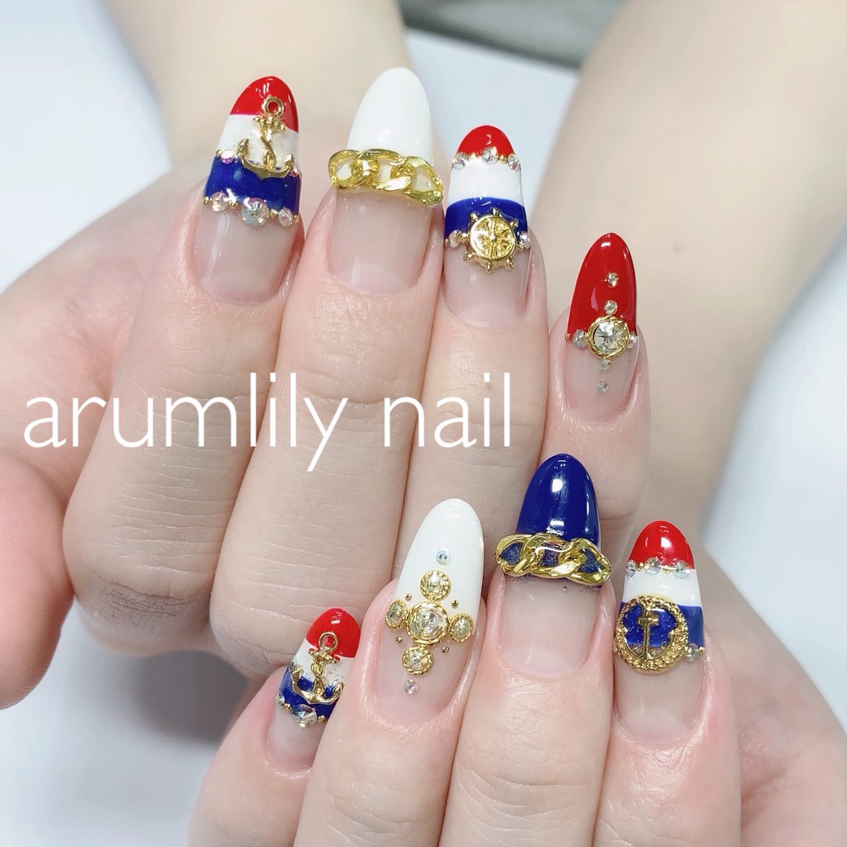 Arumlily Nail ダッフィー シェリーメイのネイル マリンスタイル 本八幡 市川 スカルプ マリンネイル ディズニーネイル 夏ネイル