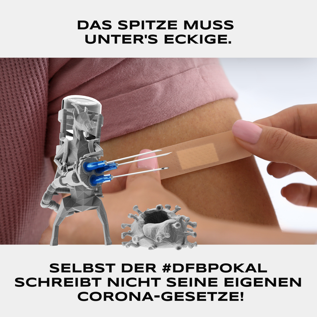 Das Spitze muss unter's Eckige!🐐💉💉
#DFBPokal
#ImpfenRettetLeben 
#Impfungen