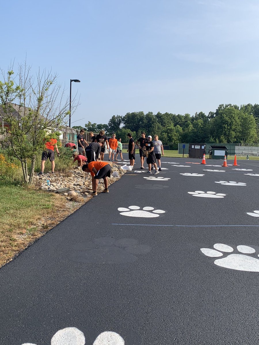 LHS_TigerFB's tweet photo. Awesome to see our players and parents come together on a Sunday morning to help make our stadium even nicer! #GreatAsOne https://t.co/8XO3i38ypO