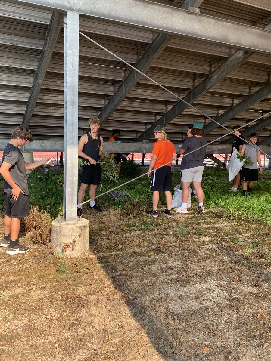 LHS_TigerFB's tweet photo. Awesome to see our players and parents come together on a Sunday morning to help make our stadium even nicer! #GreatAsOne https://t.co/8XO3i38ypO