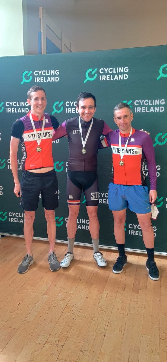 StTiernansCC's tweet photo. Congratulations to Mike Stack, John Sheridan and Michael Phelan taking the team prize in this mornings A3 National Championships hosted by @carnwheelers in Maghera. The club has won the team prize on multiple occasions now. 
.
.
.
.
.
 #sttiernanscc  #cycling #cyclingireland https://t.co/OaUkYM7lge