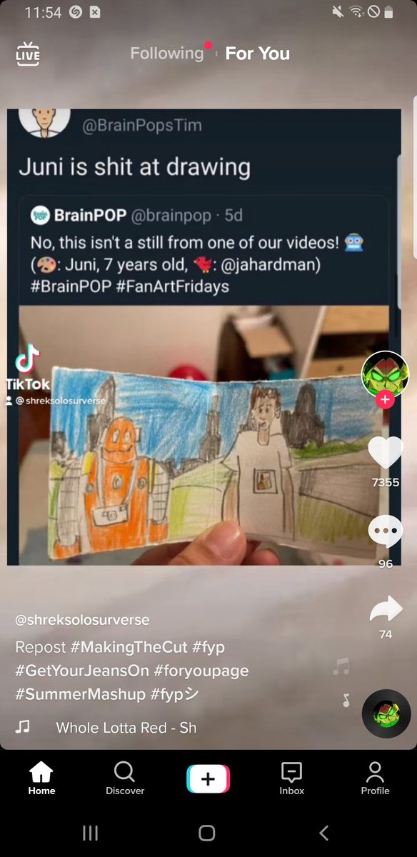 BrainPopsTim's tweet image. They posted my tweet on tiktok