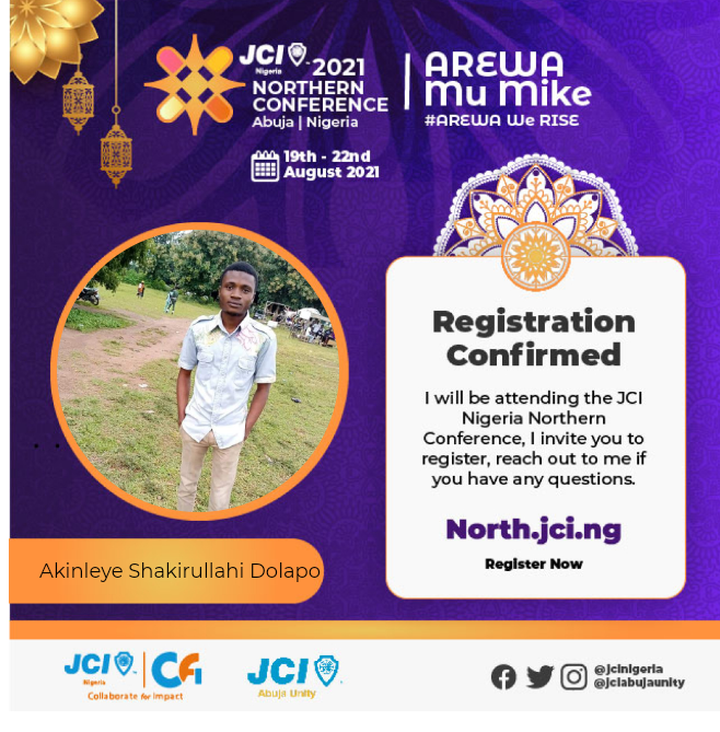 esv_shakur's tweet photo. @jcinigeria @jciabujaunity 

Kindly sign up for #ArewaMuMike

#ArewaMuMike2021 
#Arewawerise
#CollaborateForImpact
#JCINigeria @jci_nigeria
#onefuture
#AbujaUnity
#NorthernConference
#Mumikekawai
#Gettingready https://t.co/prYbCVG6ua